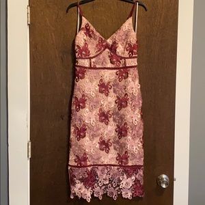 Multi pink lace midi dress